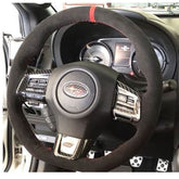 Black Suede Leather Steering Wheel Stitch-on Wrap Cover For Subaru WRX STI 15-20