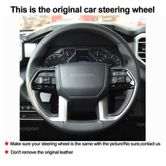 Black&Hole Leather Steering Wheel Stitch on Wrap Cover For Toyota Tundra 2021-24