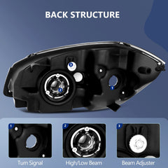 ECCPP Headlights For Chevy Cobalt Pontiac G5 Pursuit 2005-2010 Pair Black Amber 6B93BC-57