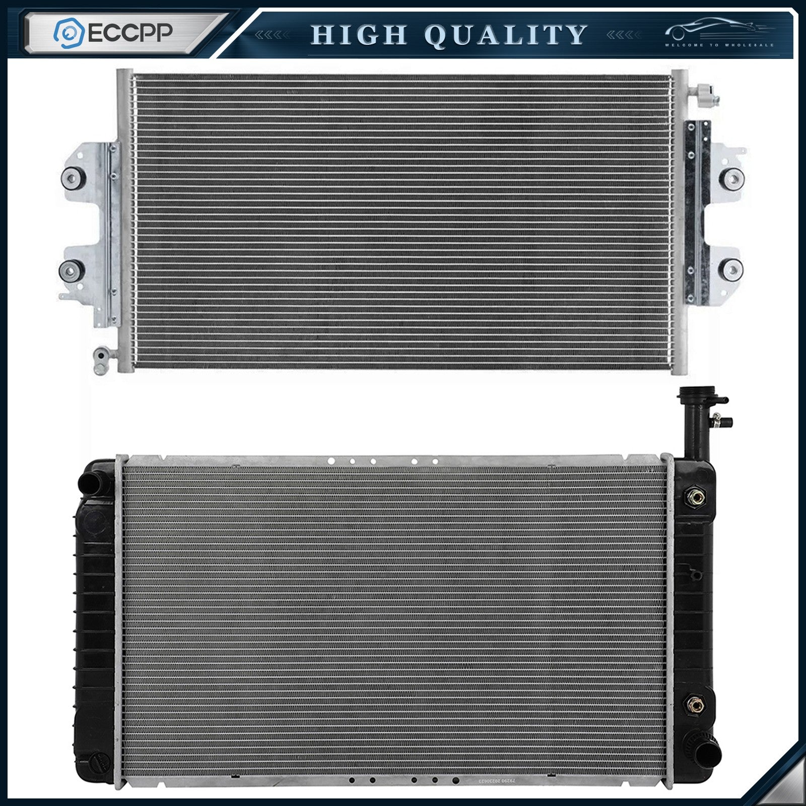 Aluminum Radiator & AC Condenser Cooling Kit For 14 Chevrolet Express 1500 5.3L 6B93BC-57