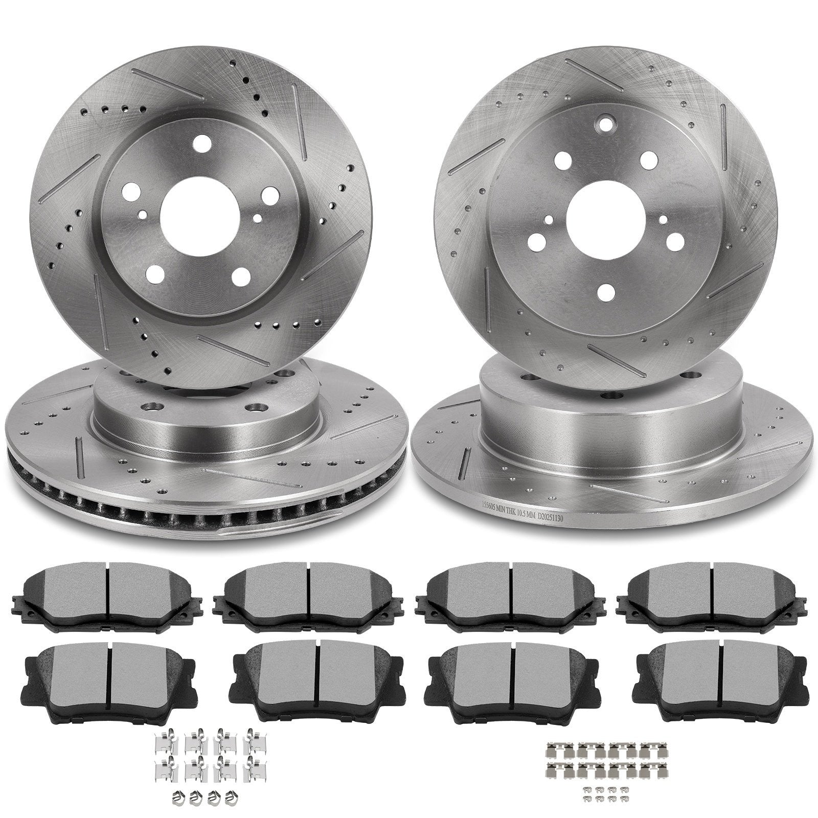 Front and Rear Drilled Rotors Brake Pads For TOYOTA RAV4 2006-2010 2011 2012 KOEEP