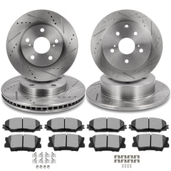 Front and Rear Drilled Rotors Brake Pads For TOYOTA RAV4 2006-2010 2011 2012 KOEEP