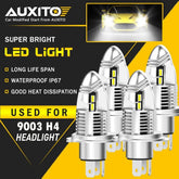 4X AUXITO LED Headlight Bulb H4 9003 HB2 Combo High Low Super White CANBUS Q10 A AUXITO
