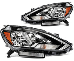 ECCPP Headlights Assembly For Nissan For Sentra 1.8L 2016-2019 Pair Black Amber 6B93BC-57