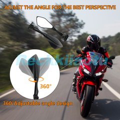 For Kawasaki Ninja ZX6R ZX636 2009-2024 Black Left & Right Rearview Side Mirrors