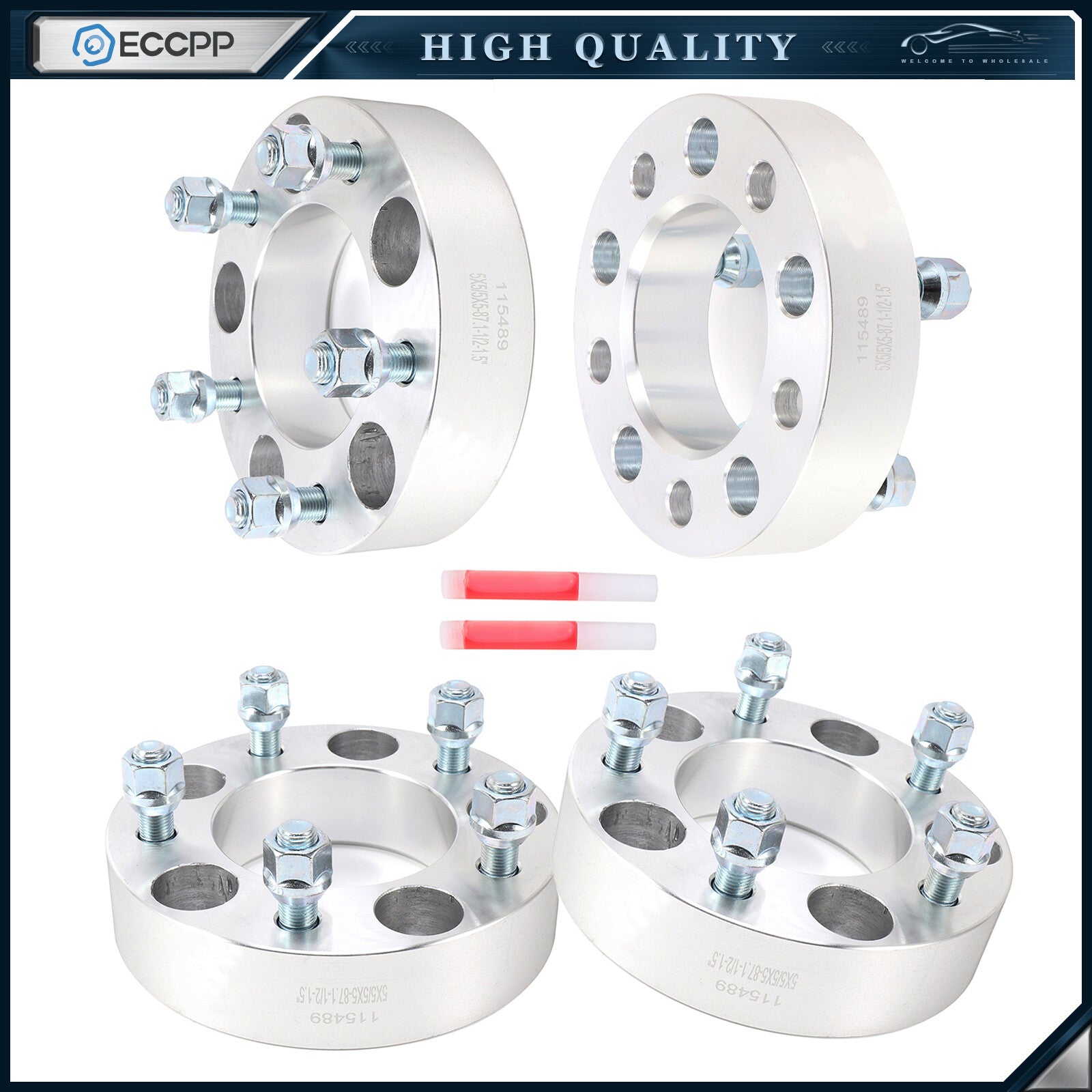 4 Pcs 1.5" 5x5 Wheel Spacers 1/2"x20 For Jeep Grand Cherokee Wrangler Commander 6B93BC-57