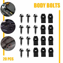 For Truck Ford Body Bolts&U-nut Clips- 5/16-18 x 1-3/16"- 1/2" Hex- 20 pcs- #374 6B93BC-57