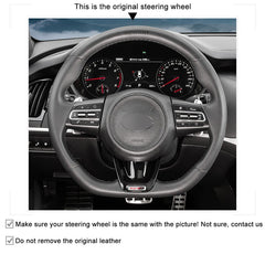 All Black Suede Leather Steering Wheel Sewing Wrap Cover For Kia Stinger 2018-20