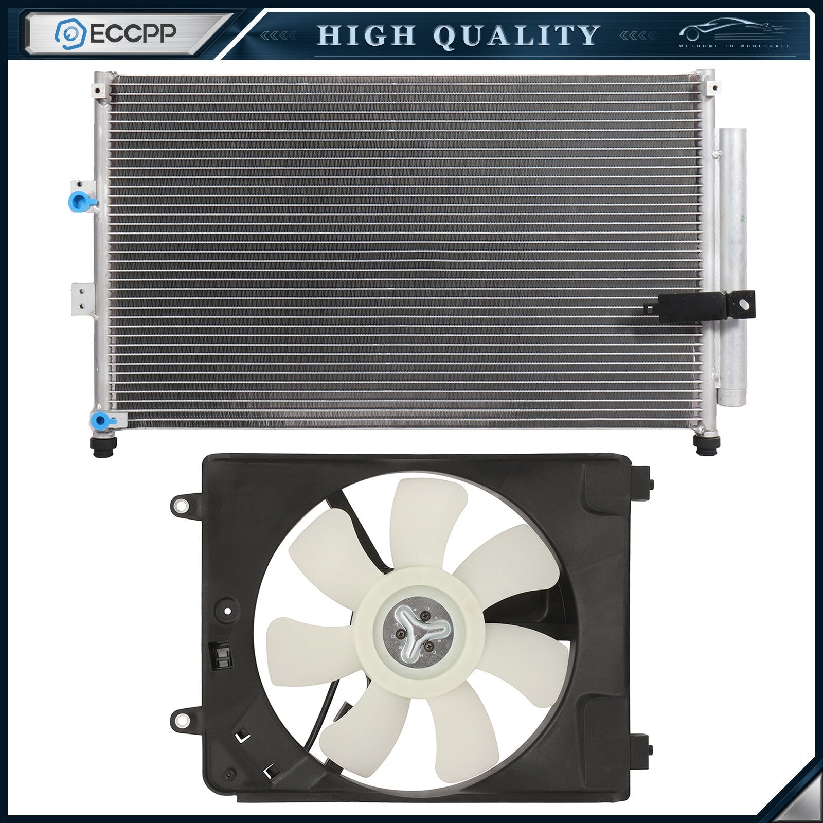 AC Condenser Cooling Fan Kit For 2006 2007 2008 2009-2011 Honda Civic 6B93BC-57