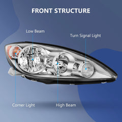 ECCPP Headlights Assembly For Toyota Camry 2.4L 3.0L 2005-2006 Pair Chrome Amber 6B93BC-57