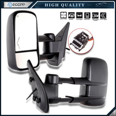 For 07-13 Chevy Silverado Sierra 1500 Tow Mirrors Power Heated Turn Signal Black 6B93BC-57