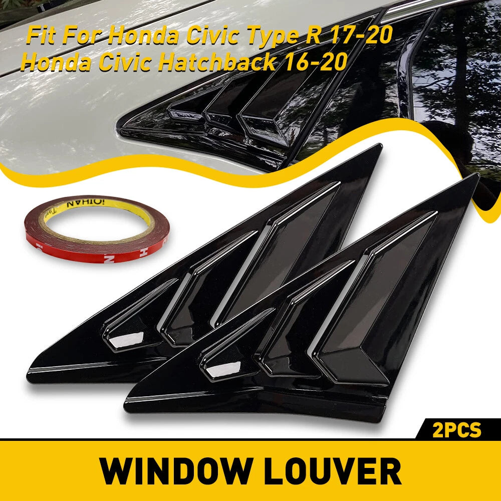 For Honda Civic 16-2020 Quarter Window Louver Cover Side Rear Black 6B93BC-57