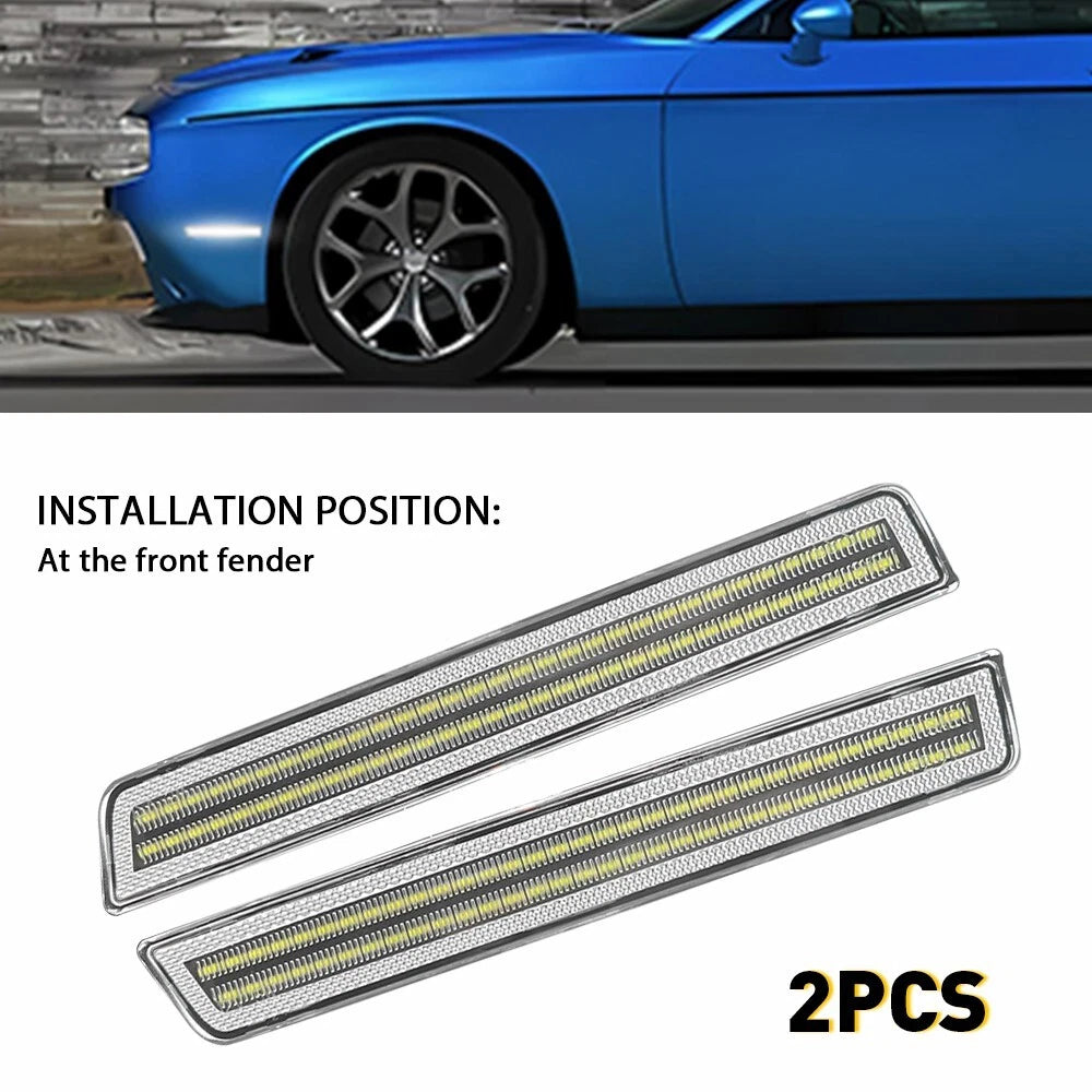 For 2015-2022 Dodge Challenger Bumper Front Side Marker Lamps Clear Lights Lens 6B93BC-57