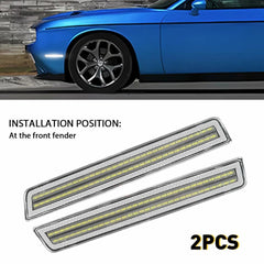 For 2015-2022 Dodge Challenger Bumper Front Side Marker Lamps Clear Lights Lens 6B93BC-57