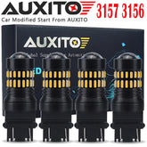 4X AUXITO Turn Signal Light 3156 3157A Amber LED Bulb 48SMD For Chevy Silverado AUXITO