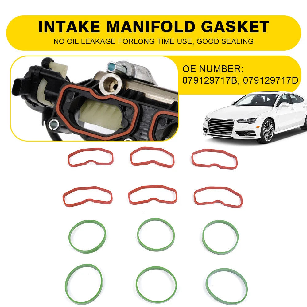 6*Upper 6*Lower Intake Manifold Gaskets For Audi 3.0T Q5 Q7 A8 A7 A6 S4 S5 SQ5 A 6B93BC-57
