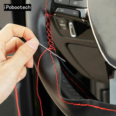 Black&Hole Leather Green Thread Steering Wheel Wrap Cover Fit For Porsche Macan