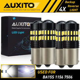 4X AUXITO BA15S 1156 P21W 7506 Reverse Back Up Light Super White LED Bulb 48H A AUXITO