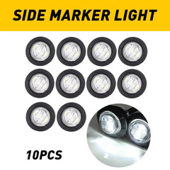 10X Mini White 3/4" 3 Round LED Side Marker Trailer 12V Truck Bullet Light Lamps 6B93BC-57