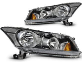 Pair Kit Headlights Assembly For 2008-2012 Honda Accord 2.4L 3.5L Black Amber 6B93BC-57