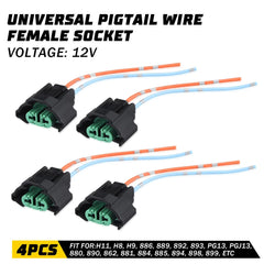 Wire Pigtail Female C H11 Two Harness Head Light Bulb Lamp Connector Socket Plug 6B93BC-57
