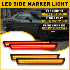 4PCS Front Rear Smoked Lens LED Marker Side Light For 2015-2021 Dodge Challenger 6B93BC-57