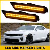 FOR 2010-2015 CHEVY CAMARO FRONT LED SIDE MARKER LIGHT BUMPER LAMPS SMOKED AMBER 6B93BC-57