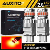 2X AUXITO 3157 3457 LED Brake Light Bulb Red Tail Stop Strobe Blinking Flash 2F3 AUXITO