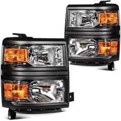 Headlights For Chevy Silverado 1500 2014-2015 Black Housing w/Amber Corner Lamp 6B93BC-57