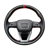 Carbon Fiber&Hole Leather Steering Wheel Hand Sewing Wrap Cover Fit For Audi A4