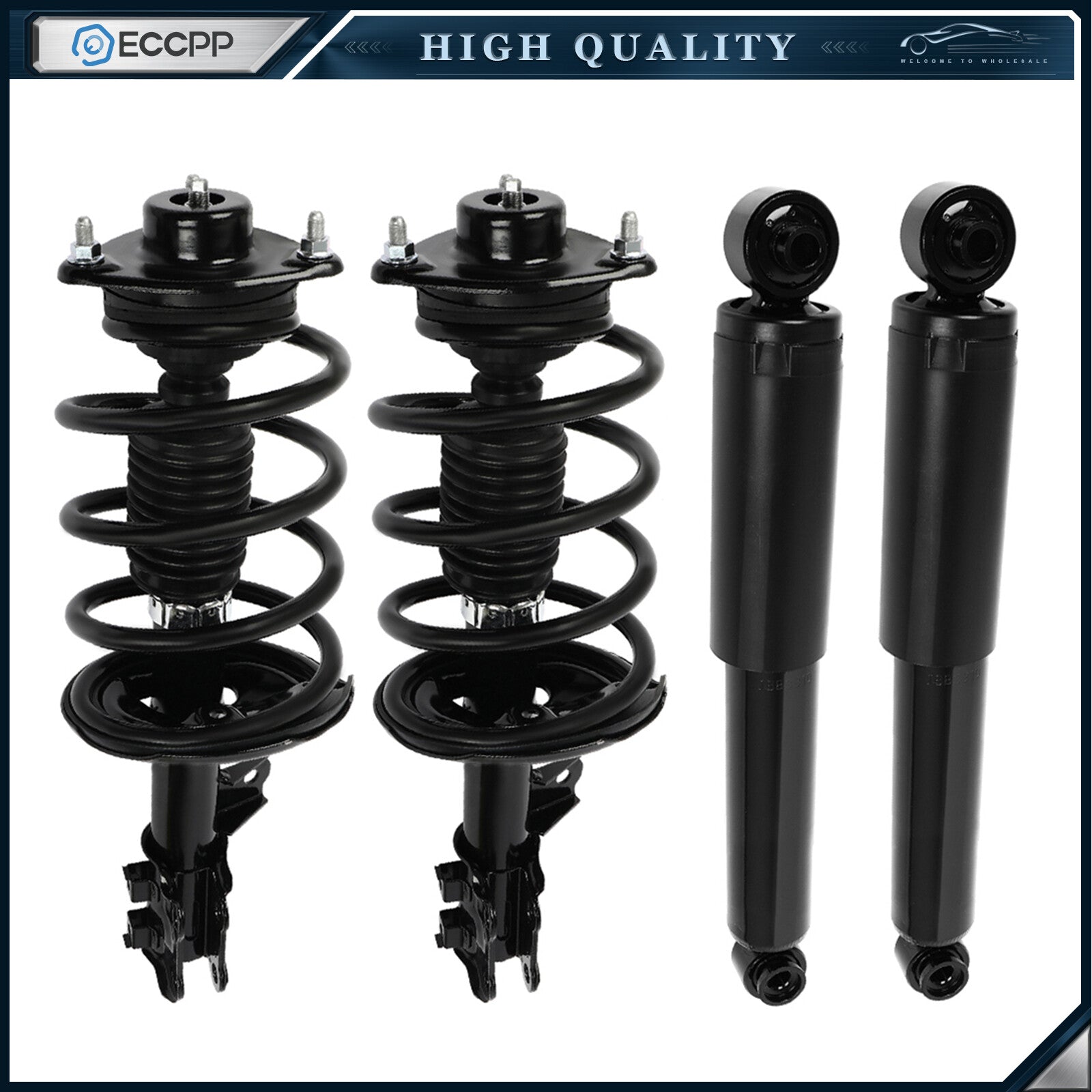 2pcs Front Complete Struts Mounts & 2pcs Rear Shocks Fits 2010-2013 Kia Forte 6B93BC-57