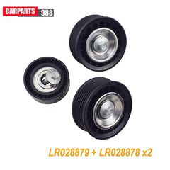 3Pcs Uppe Lower Drive Belt Idler Pulley Kit For 2012-17 Range Rover Evoque 2.0L 6B93BC-57
