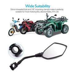 Pair 7/8" Motorcycle Rear View Side Mirrors For Suzuki Honda ATV Bike Handle Bar