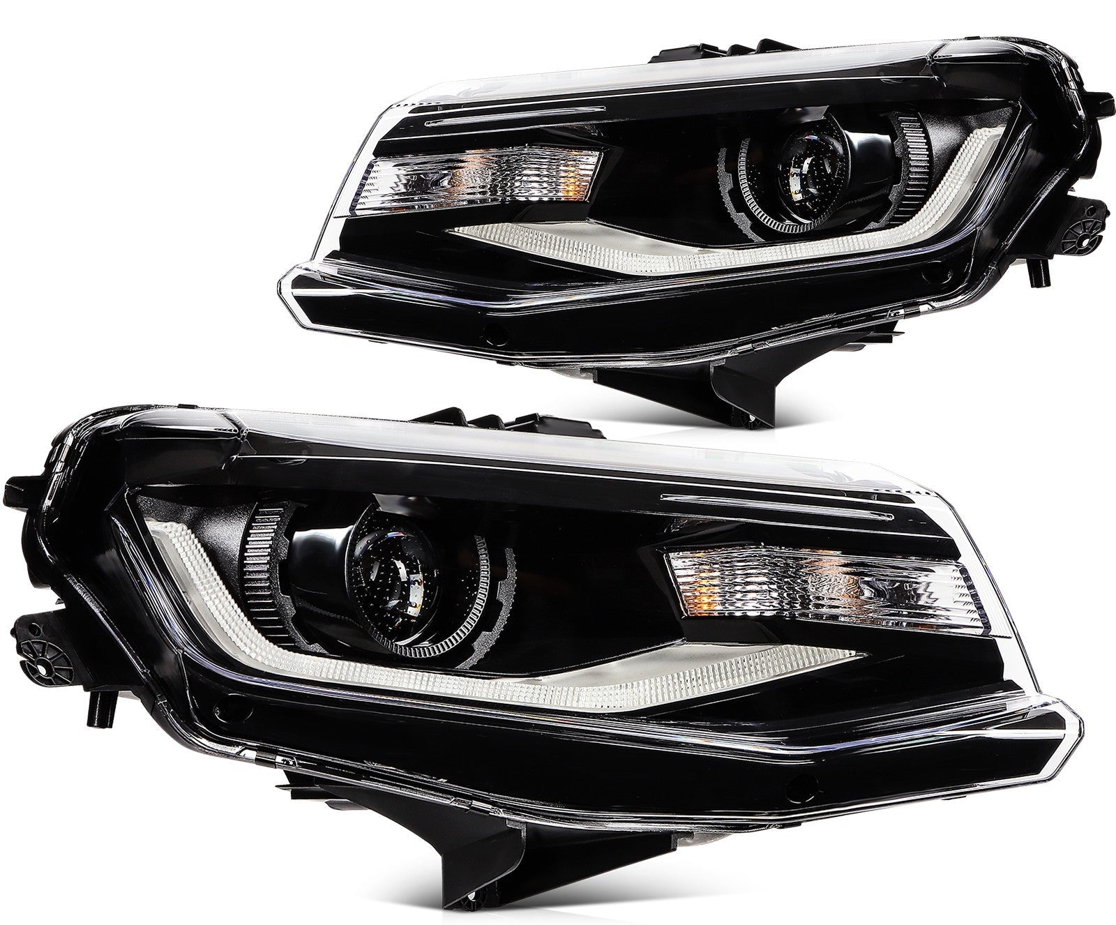 Pair Kit LED Black Headlights Assembly For 2016-2018 Chevrolet Camaro Black 6B93BC-57