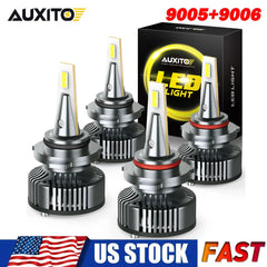 AUXITO 9005 9006 LED Headlights Bulbs Kit 6500K High Low Beam Super White Bright AUXITO