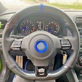 5D Carbon Fiber&Hole Leather Steering Wheel Hand Sewing Wrap Cover For VW Golf 6