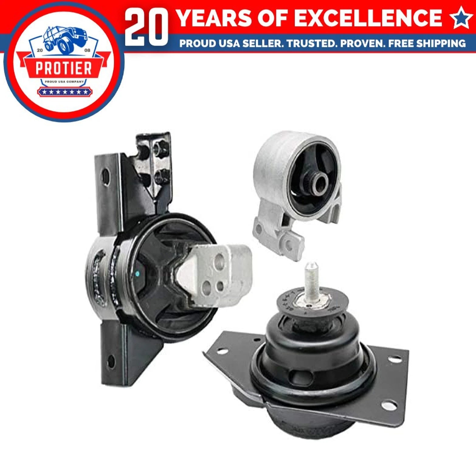 Fits 2006-2011 Hyundai Accent 1.6L Front Low/Upper Motor & Trans Mount 3pc : 6B93BC-57