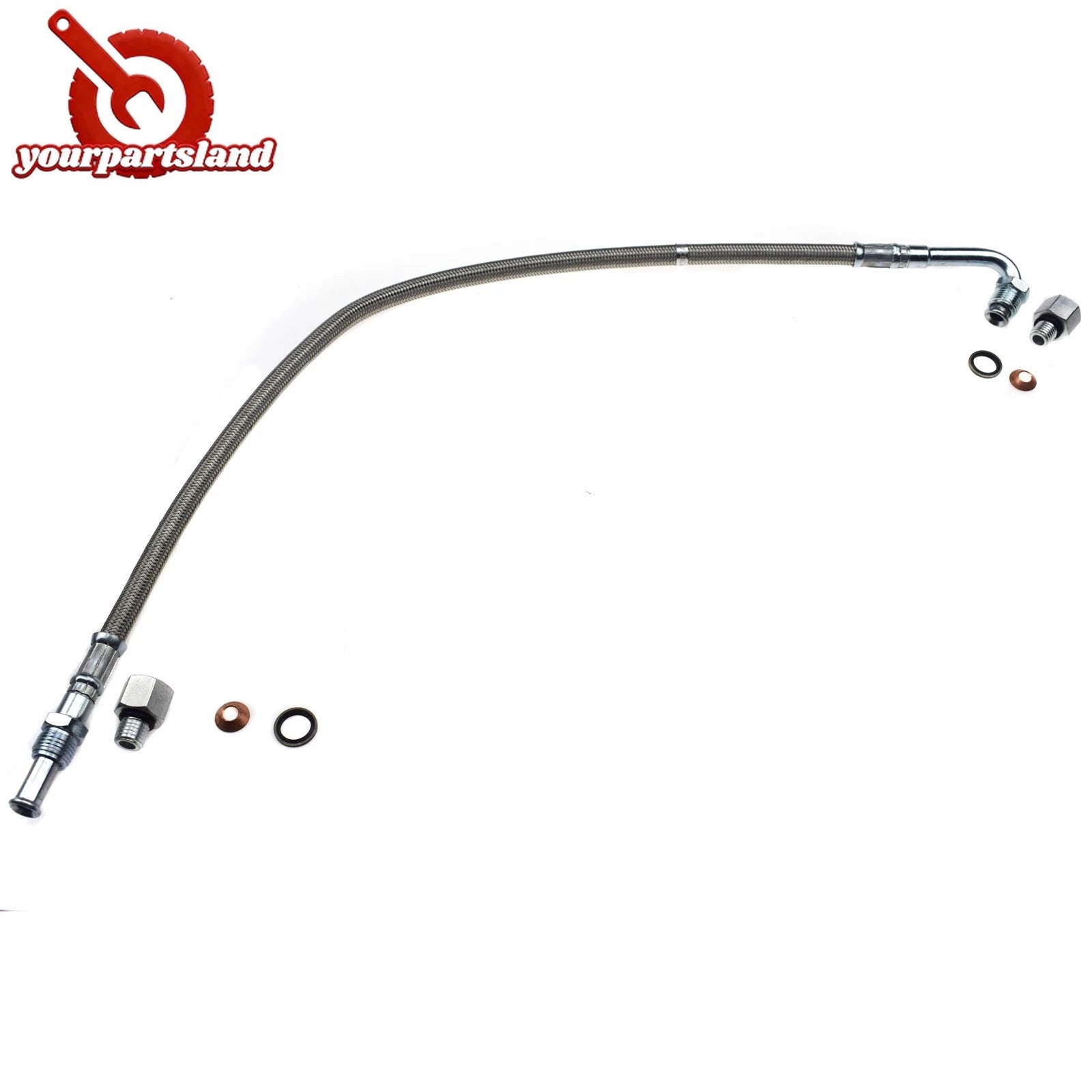 75CM Turbo Oil Feed Line Tube & 2 Connectors for 1989-98 Dodge Cummins 6BT 5.9L 6B93BC-57