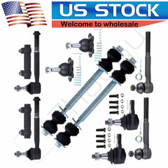 12Pcs Front Ball Joints Tie Rods Adjusting Sleeves Kit Fits GMC K1500 Suburban 6B93BC-57