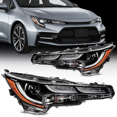 Pair LED Headlights Assembly For 2019-2022 For Corolla SE XLE XSE Black Amber 6B93BC-57