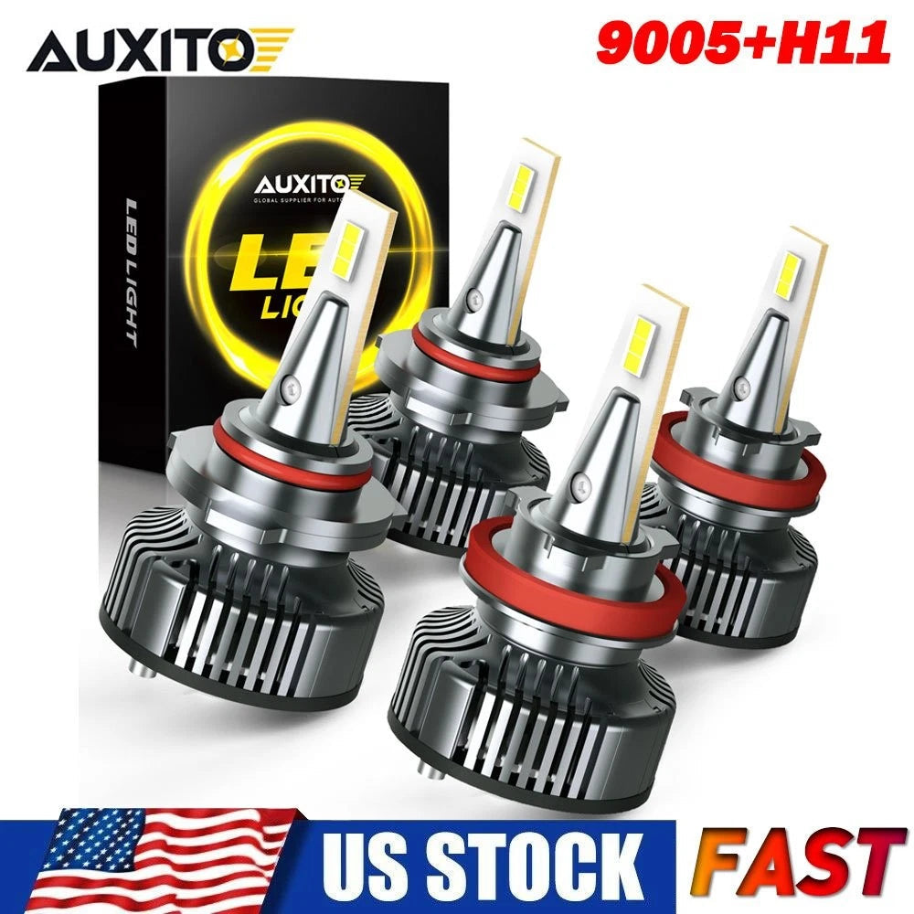 AUXITO 9005 H11 LED Headlights Bulbs Kit 6500K High Low Beam Super White Bright AUXITO