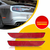 For 2010-2014 Ford Mustang Red Lens LED Rear Bumper Side Marker Light Lamp Pair 6B93BC-57