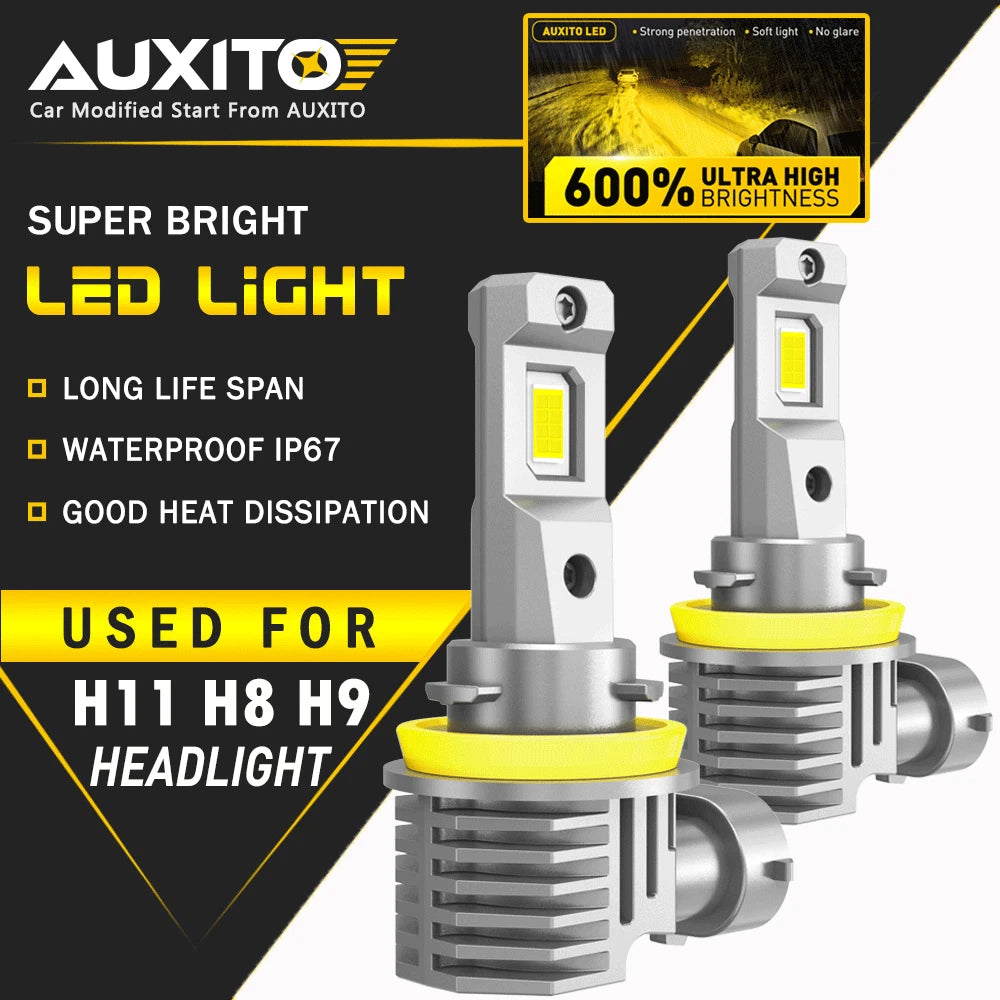 AUXITO H8 H11 LED Headlight Kit Low Beam Bulbs Super Bright 3000K YELLOW GOLDEN AUXITO
