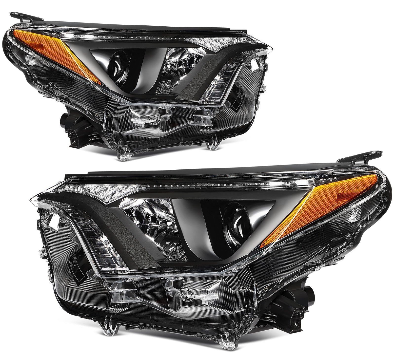 Pair Kit Halogen Headlights Assembly For 2016-2018 Toyota RAV4 2.5L Black Amber 6B93BC-57