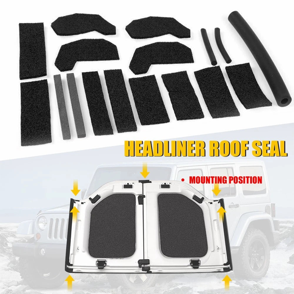 17PCS Interior Accessories Hard Top Seal Kit For 2007-2018 Jeep Wrangler JK US 6B93BC-57