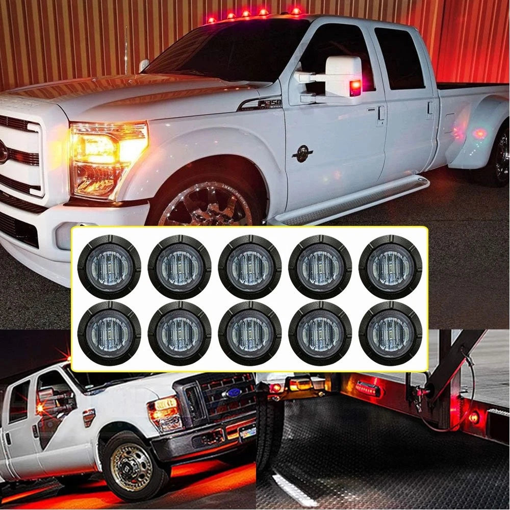 10X Red 3/4" Side Marker Lights LED Truck Trailer Round Side Bullet Light EOA 6B93BC-57