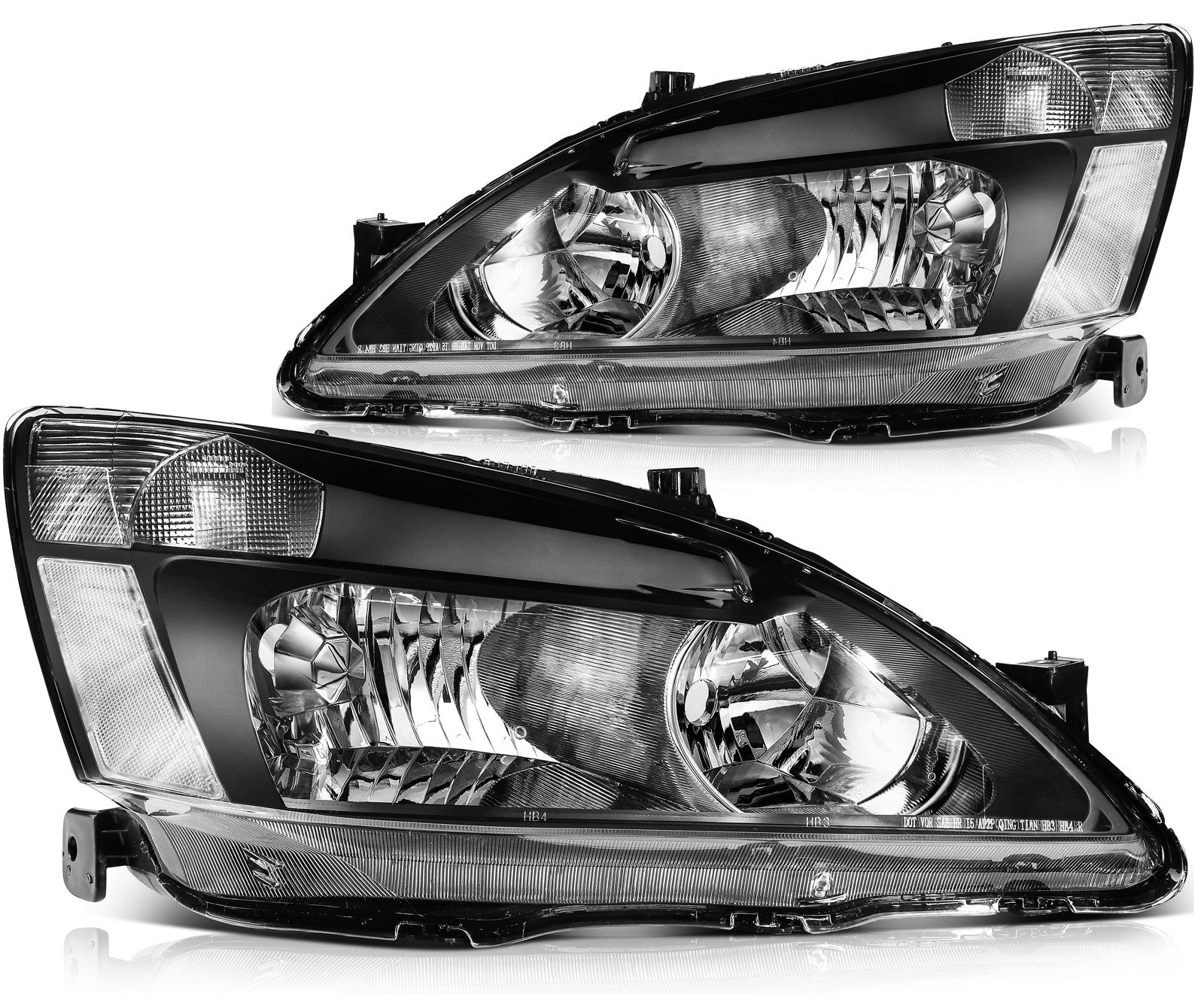 For 2003-2007 Honda Accord Black Clear Lens Left+Right Pair Headlights Assembly 6B93BC-57