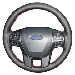 DIY Top Leather Steering Wheel Hand-stitch on Wrap Cover For Ford Ranger Everest