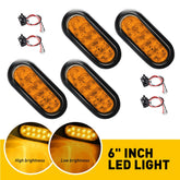 (4) 6" AMBER Oval Trailer Truck Lights LED Sealed Stop Turn Tail Waterproof US 6B93BC-57