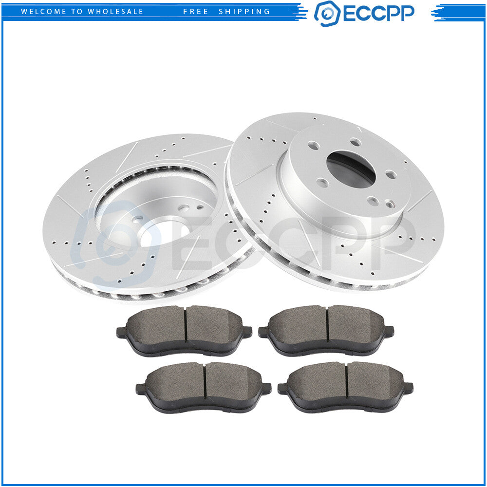 Front Brake Rotors Metallic Pads For 2012 2013-2015 Mercedes-Benz C250 SLK250 6B93BC-57